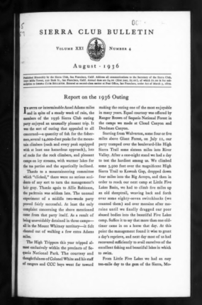 Sierra Club Bulletin 1936 Vol 21 No 4 August cover